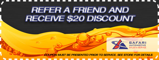 Referral coupon for Safari Automotive Sales & Service